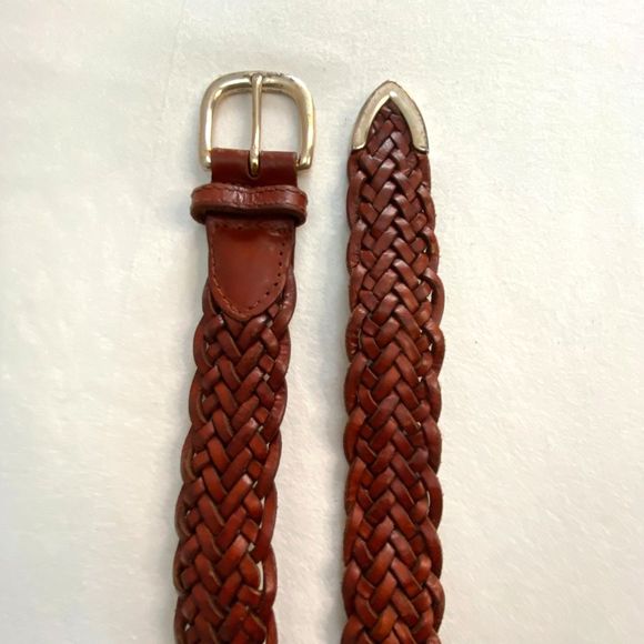 Talbots Belt Womens Medium Waist Braided Cinnamon Brown Genuine Leather - Picture 7 of 12